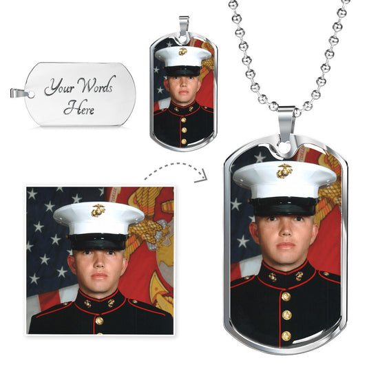Engraved Photo Dog Tag Necklace – Personalized Jewelry for Birthdays, Anniversaries, or Memorials